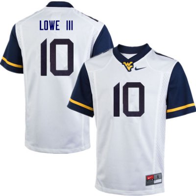 Men's West Virginia Mountaineers NCAA #10 Trey Lowe III White Authentic Nike Stitched College Football Jersey KS15L13QC